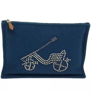 HERMES Blue Studded Velocipedist Canvas Pouch/Clutch